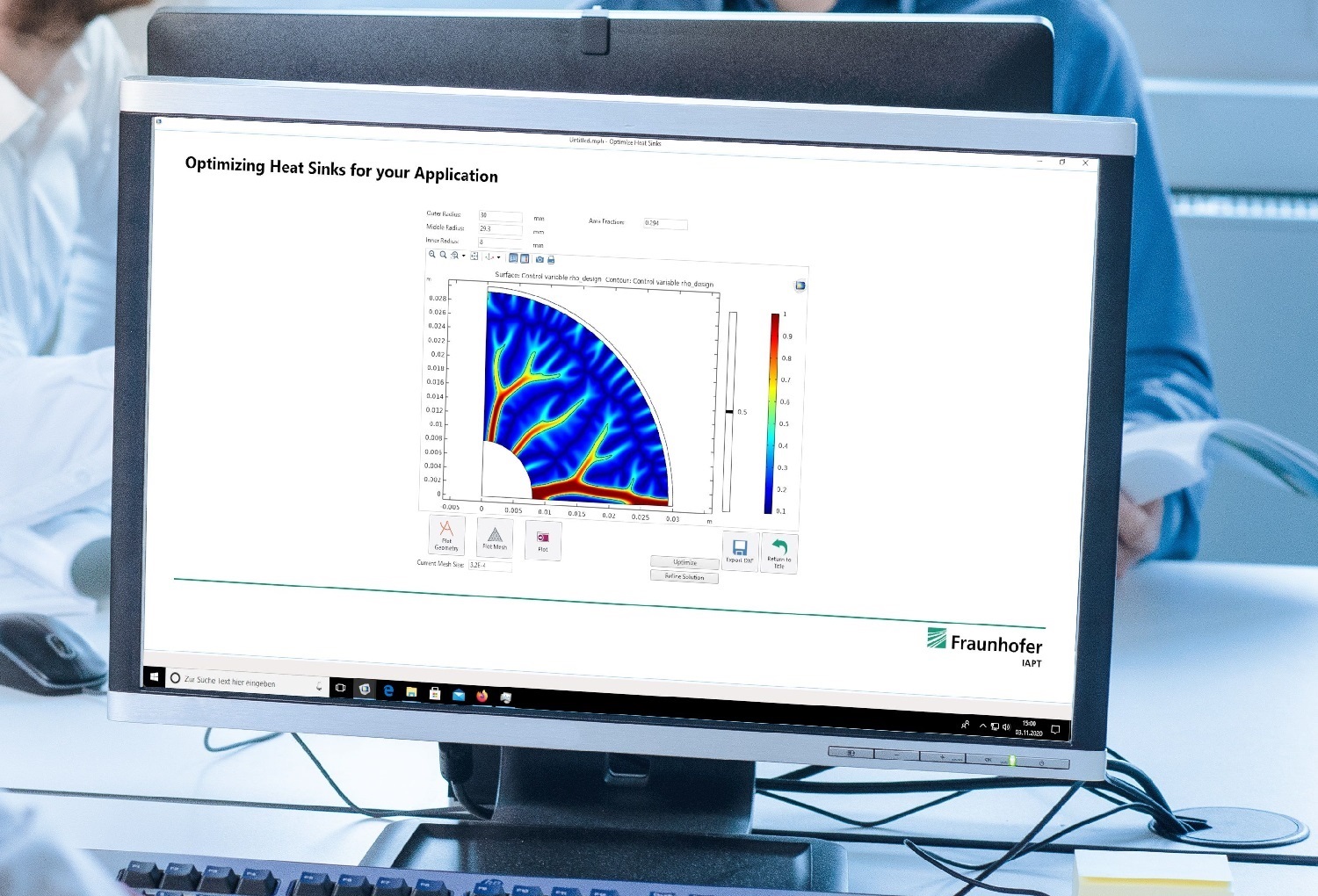 Component design using multiphysics simulations to generate production-ready 3D models at Fraunhofer IAPT, Hamburg.